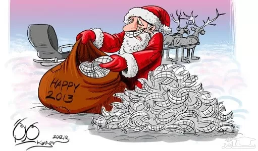 تصاویر کاریکاتوری جالب و دیدنی کریسمس و سال نو میلادی | مطالب طنز