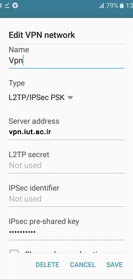راهنمای ایجاد VPN cennection جهت اتصال به اینترنت از طریق تلفن همراه / سیستم عامل Android