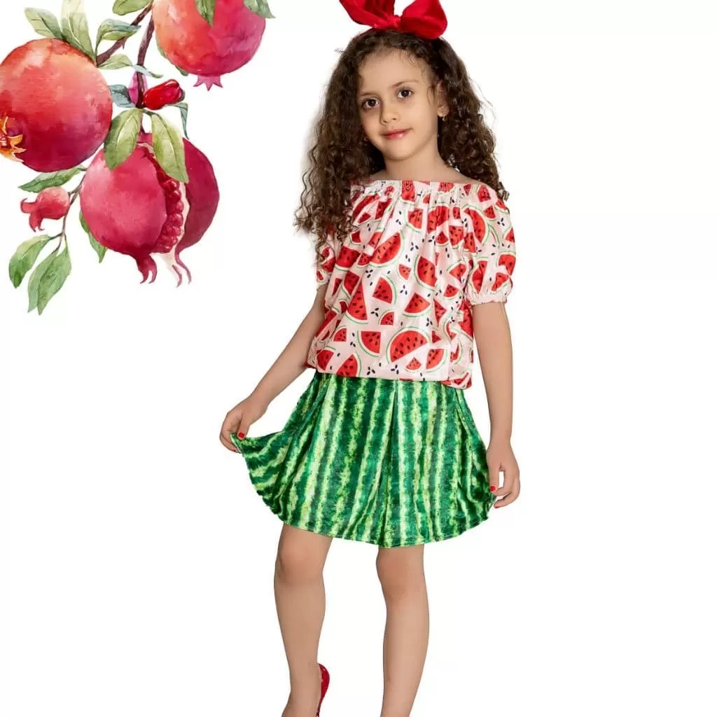   مدل لباس هندوانه ای شب یلدا 1401 برای کودکان | دخترانه و پسرانه 