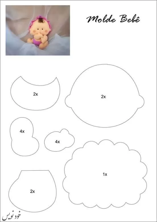 گیفت جشن تولد نوزاد با الگو (مدل های مختلف گیفت نمدی زایمان ) | جهت ایده گرفتن + الگو