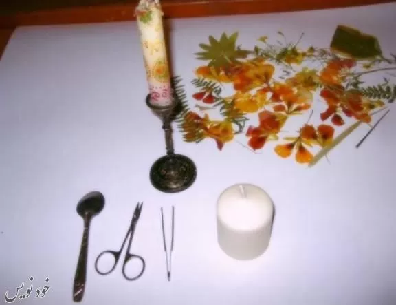  آموزش تصویری تزیین شمع با برگ گل + مرحله به مرحله و تصویری