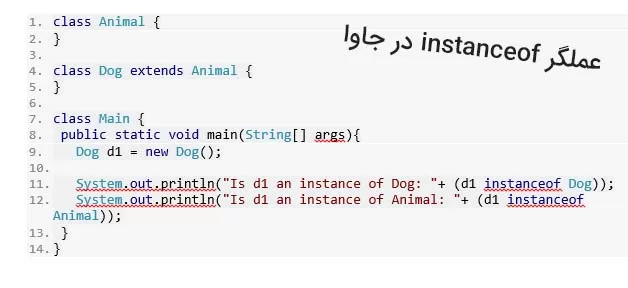 آموزش عملگر instanceof در جاوا (به زبان کاملا ساده) + مثال 