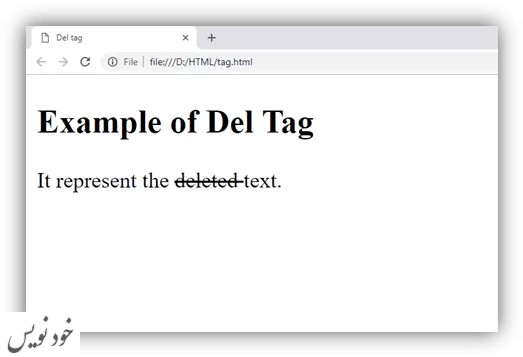 آموزش تگ del در HTML با مثال 