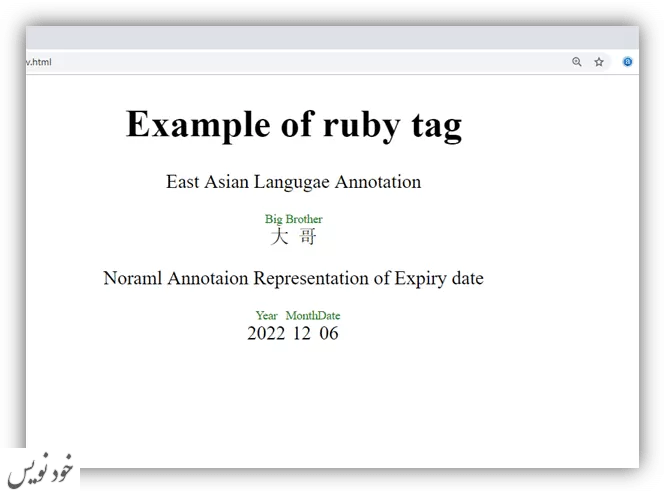  آموزش تگ ruby در HTML به زبان ساده با مثال 