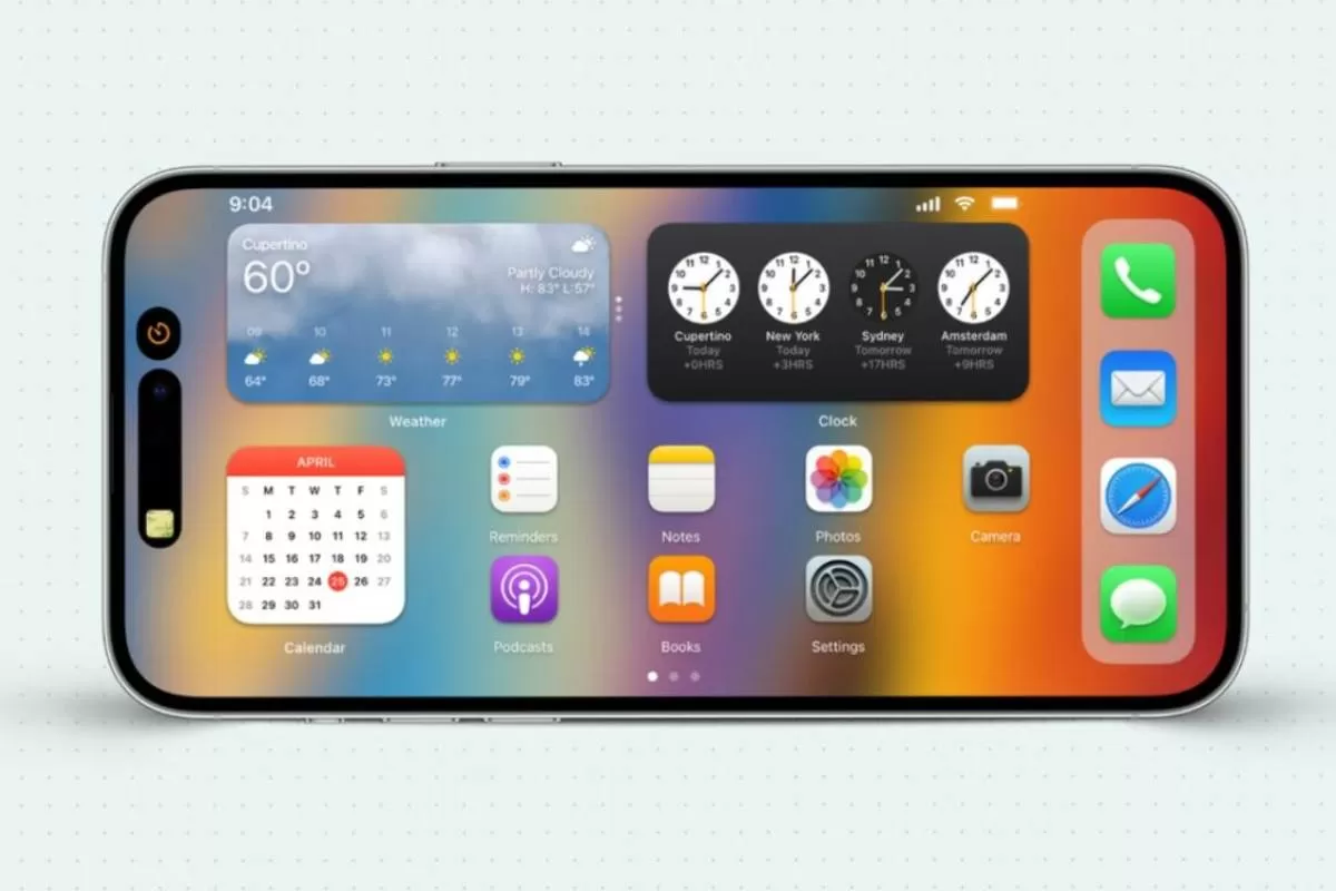 طرح مفهومی iOS 17 حالت افقی و چندوظیفگی را روی آیفون‌های بزرگ نشان می‌دهد