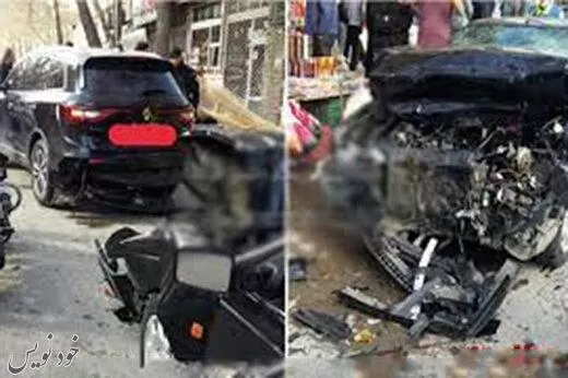 عکس| اولین تصاویر از تصادف شدید پژو پارس با رنو کولئوس در تهران | اخبار حوادث