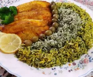 تزیین سبزی پلو با ماهی شب عید