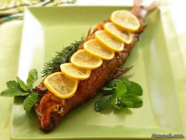 تزیین سبزی پلو و ماهی