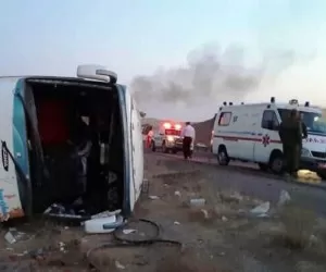 واژگونی اتوبوس در اردبیل