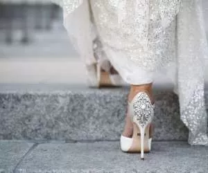 مدل کفش سفید عروس جلوباز و پاشنه 10 سانتی + تصاویر