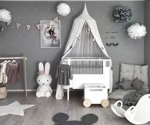اتاق های شیک کودک به رنگ خاکستری + تصاویر