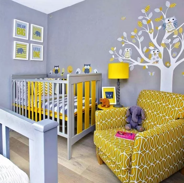 اتاق طوسی و زرد نوزاد