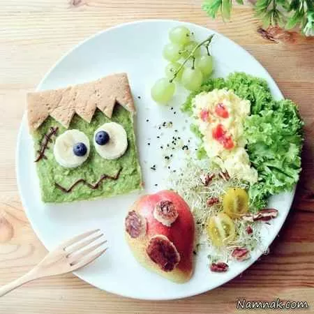 تزئین غذای کودک با کارتون فرانکشتین