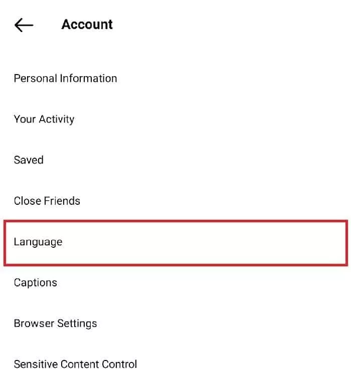 تنظیمات زبان اینستاگرام