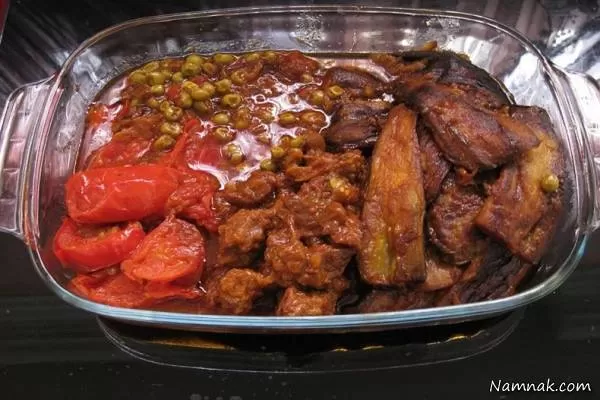 غوره بادمجان با مرغ یا گوشت