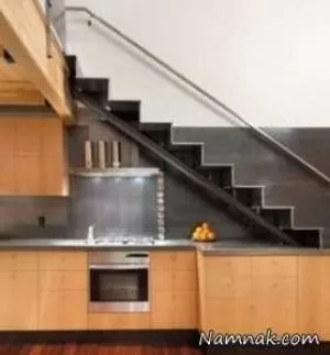 آشپزخانه زیر پله | جدیدترین مدل کابینت آشپزخانه کوچک زیر پله
